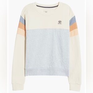 Rip Curl Surf Melting Mixed Crewneck Sweatshirt Striped Sleeve Gray Women's M